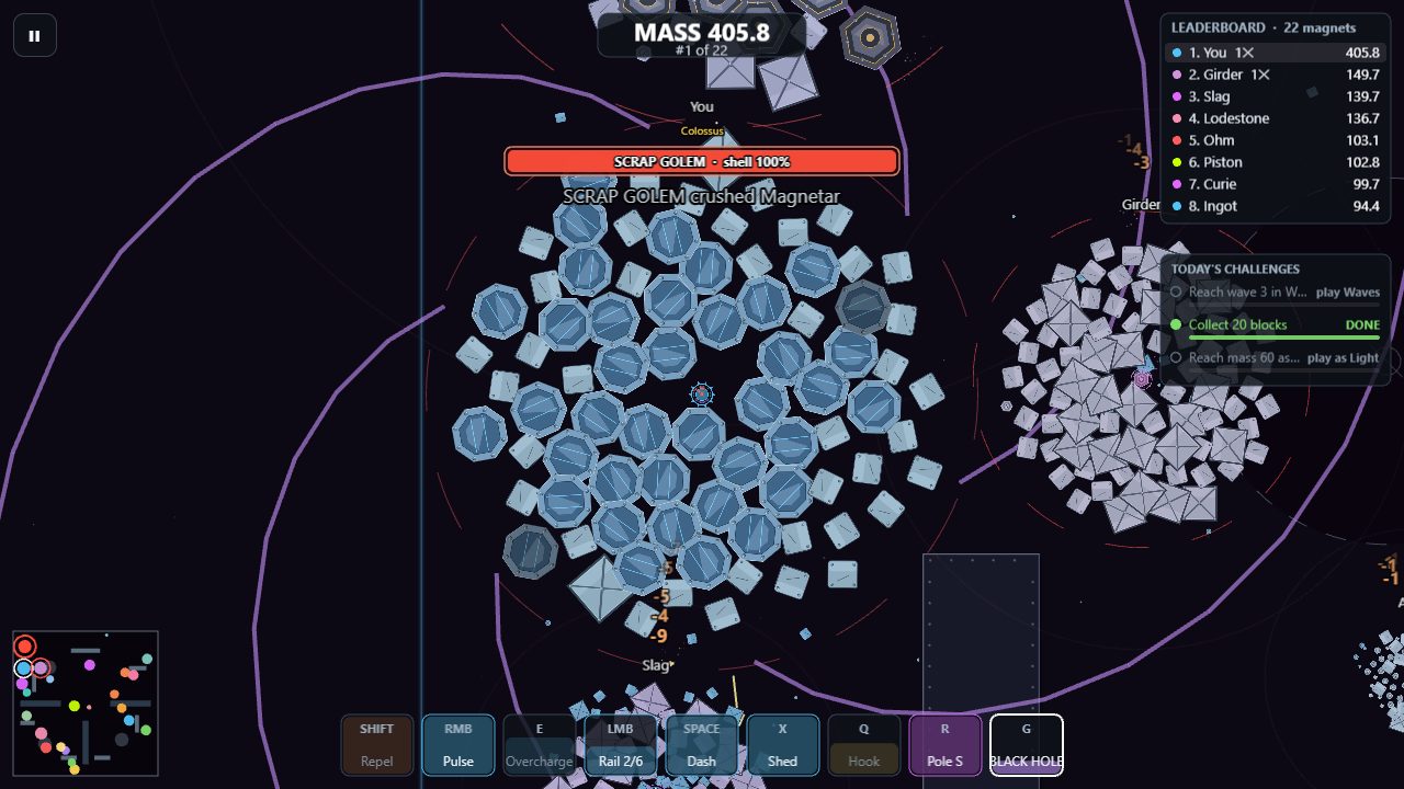 The purple spiral of the Singularity ultimate pulling rival magnets